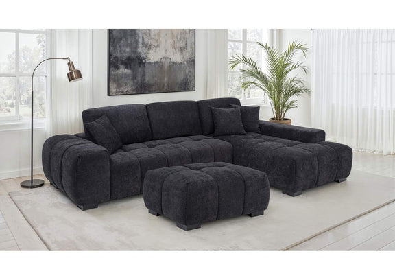 511061 Octavia Upholstered Sectional Chaise Sofa Black