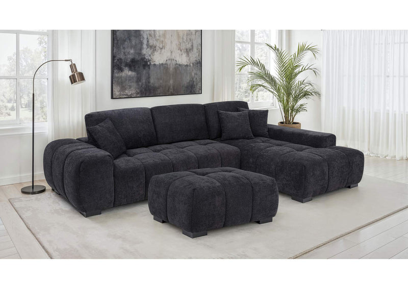 511061 Octavia Upholstered Sectional Chaise Sofa Black