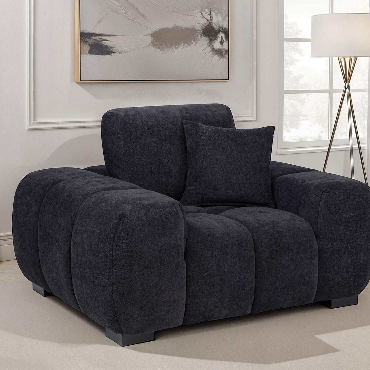 511063 Octavia Upholstered Track Arm Accent Chair Black