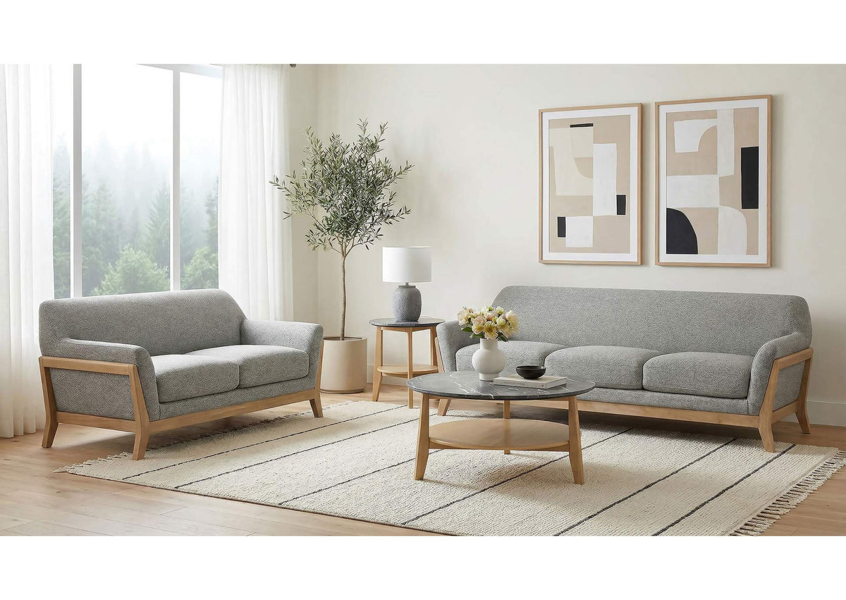 511071-S2 Vaughn 2-piece Fabric Upholstered Flared Arm Sofa Set Grey
