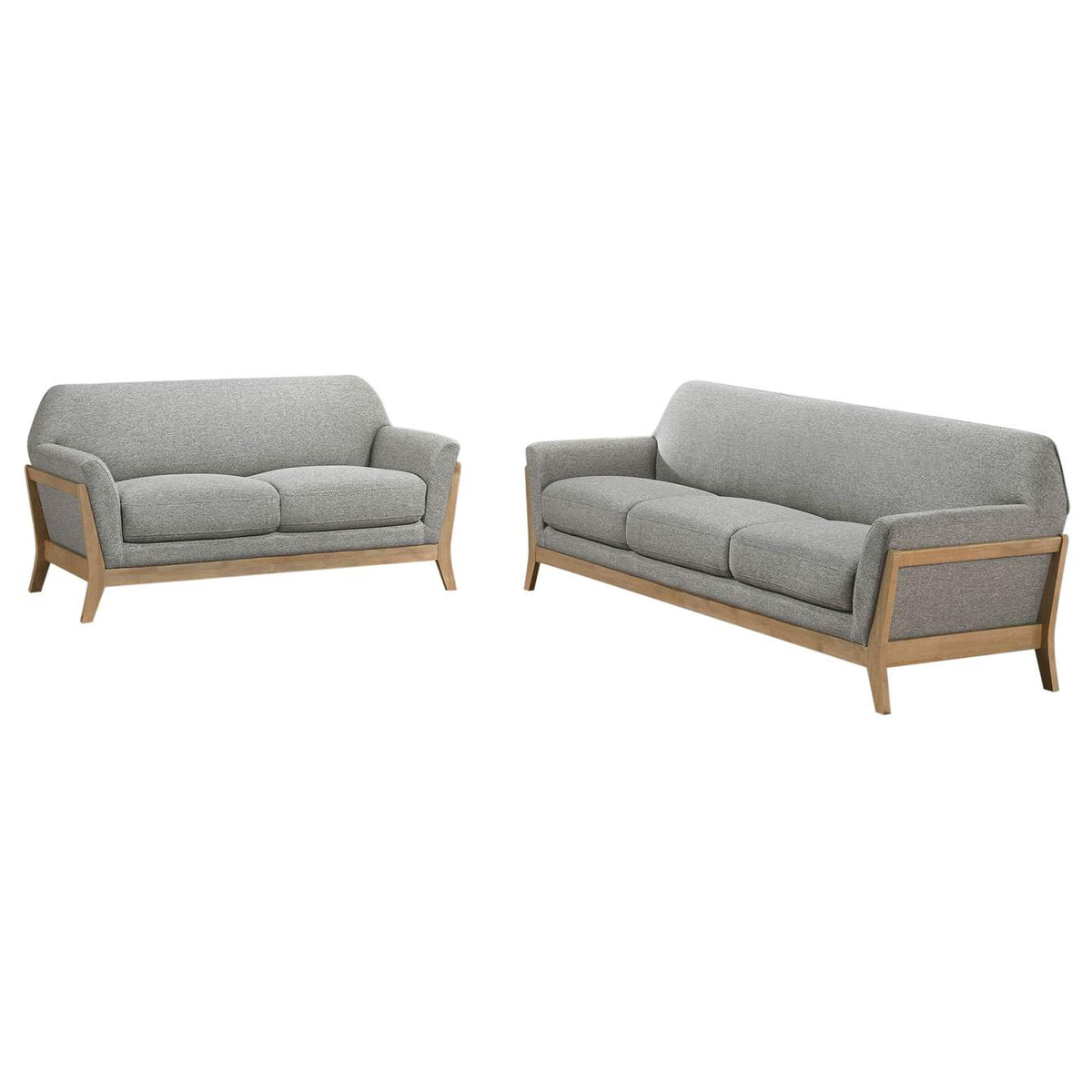 511071-S2 Vaughn 2-piece Fabric Upholstered Flared Arm Sofa Set Grey