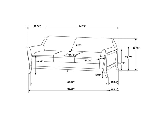 511071-S2 Vaughn 2-piece Fabric Upholstered Flared Arm Sofa Set Grey