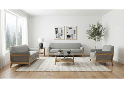 511071-S3 Vaughn 3-piece Fabric Upholstered Flared Arm Sofa Set Grey