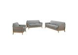 511071-S3 Vaughn 3-piece Fabric Upholstered Flared Arm Sofa Set Grey