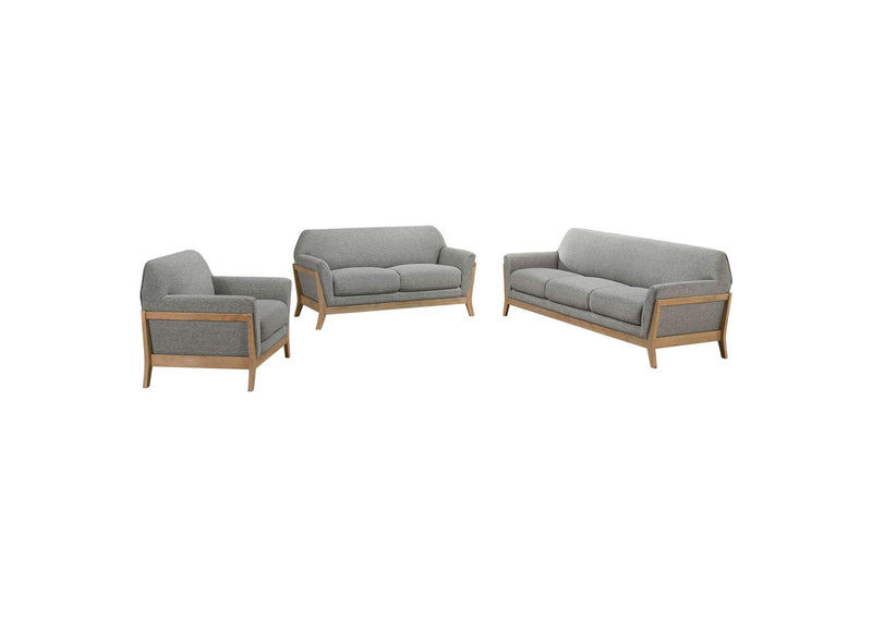 511071-S3 Vaughn 3-piece Fabric Upholstered Flared Arm Sofa Set Grey