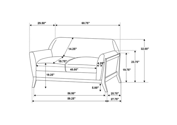 511071-S3 Vaughn 3-piece Fabric Upholstered Flared Arm Sofa Set Grey