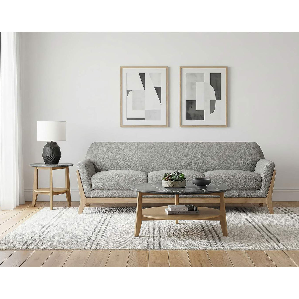 511071 Vaughn Fabric Upholstered Flared Arm Sofa Grey