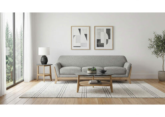 511071 Vaughn Fabric Upholstered Flared Arm Sofa Grey