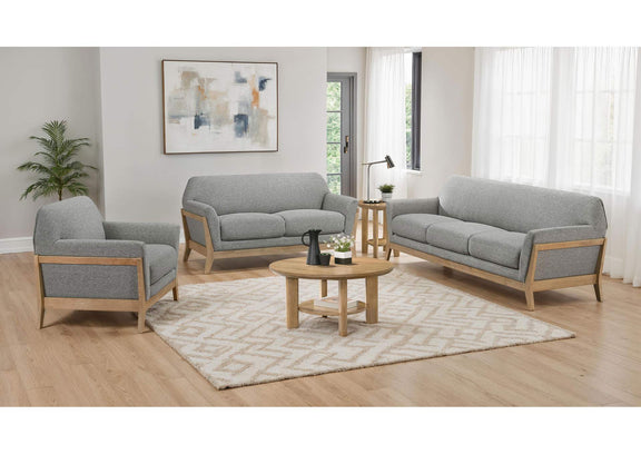 511071 Vaughn Fabric Upholstered Flared Arm Sofa Grey