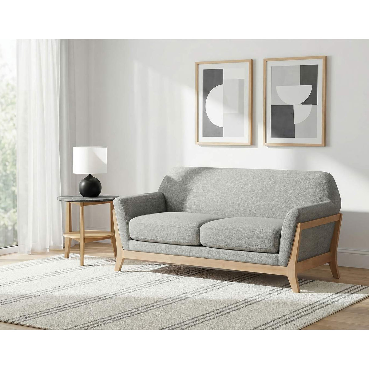 511072 Vaughn Fabric Upholstered Flared Arm Loveseat Grey