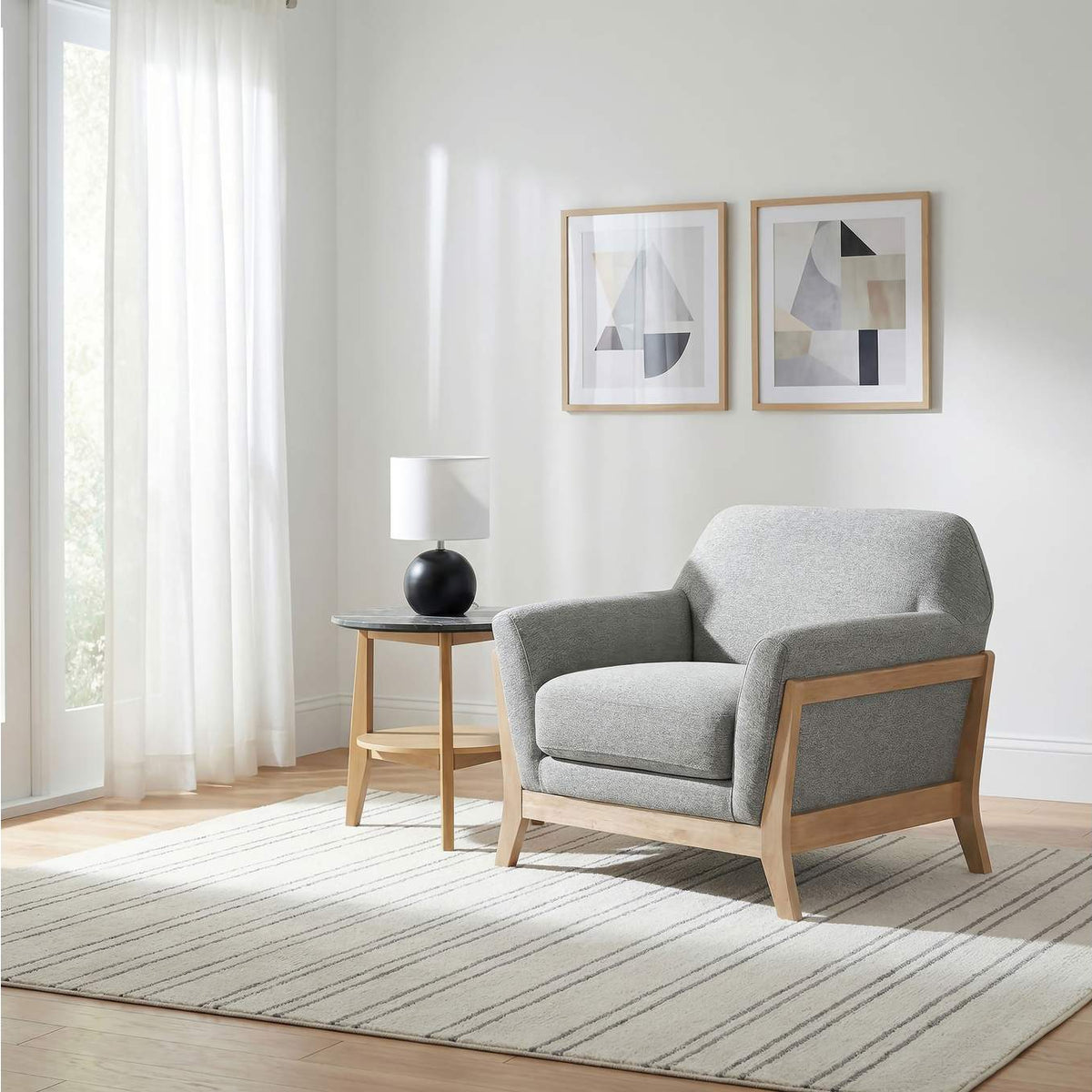 511073 Vaughn Fabric Upholstered Flared Arm Accent Chair Grey