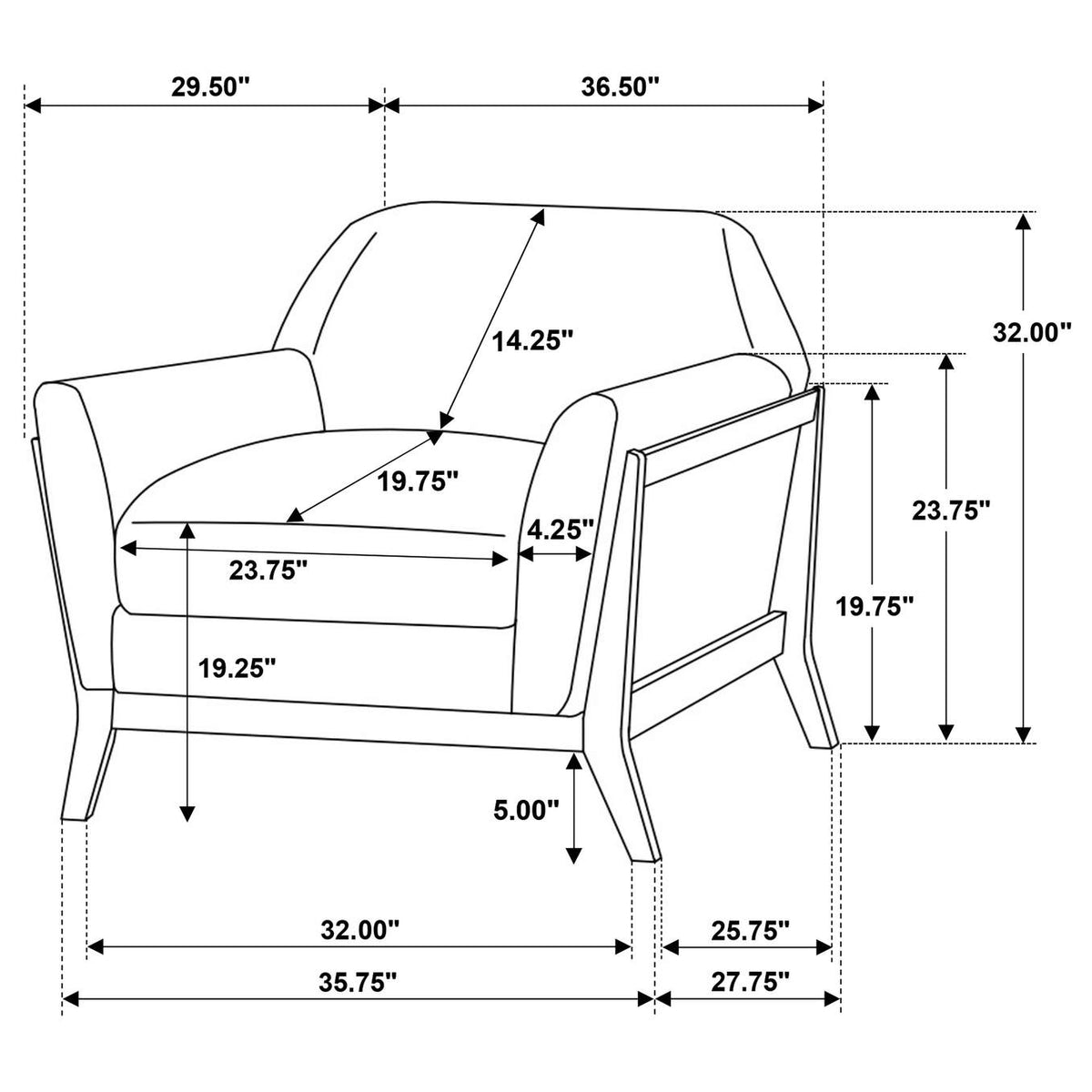 511073 Vaughn Fabric Upholstered Flared Arm Accent Chair Grey