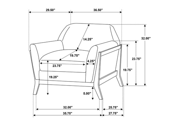 511073 Vaughn Fabric Upholstered Flared Arm Accent Chair Grey