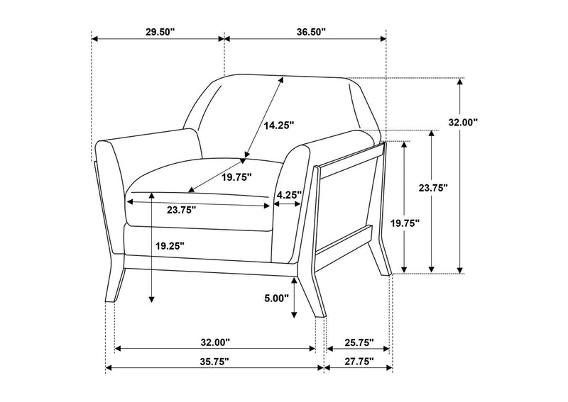 511073 Vaughn Fabric Upholstered Flared Arm Accent Chair Grey