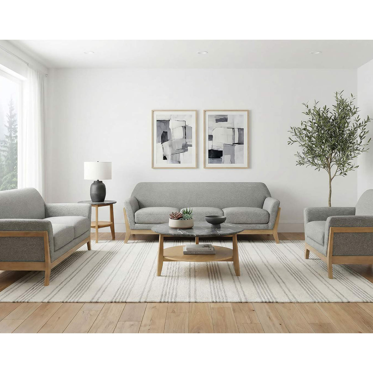 511073 Vaughn Fabric Upholstered Flared Arm Accent Chair Grey