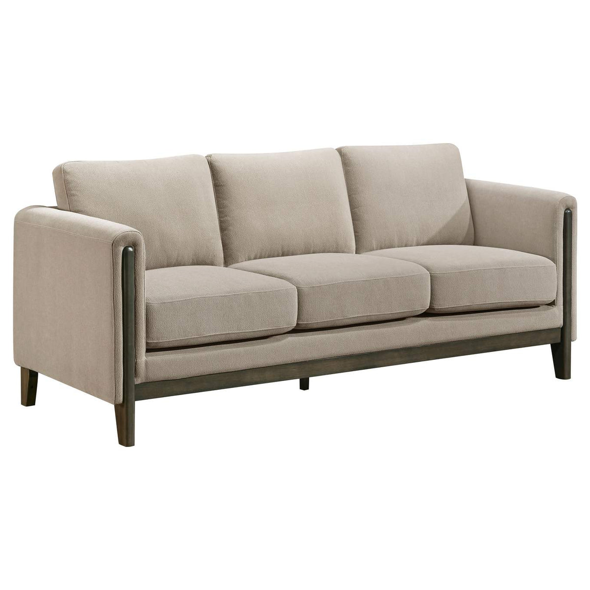511101-S3 Islington 3-piece Upholstered Panel Arm Sofa Set Taupe