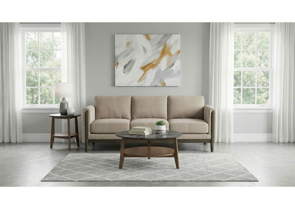 511101 Islington Fabric Upholstered Panel Arm Sofa Taupe