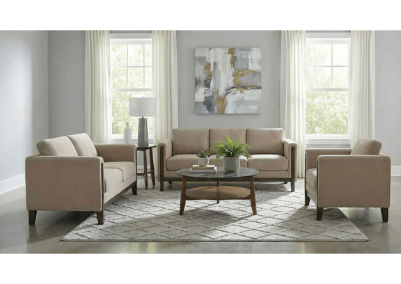 511101 Islington Fabric Upholstered Panel Arm Sofa Taupe