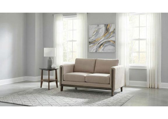 511102 Islington Fabric Upholstered Panel Arm Loveseat Taupe