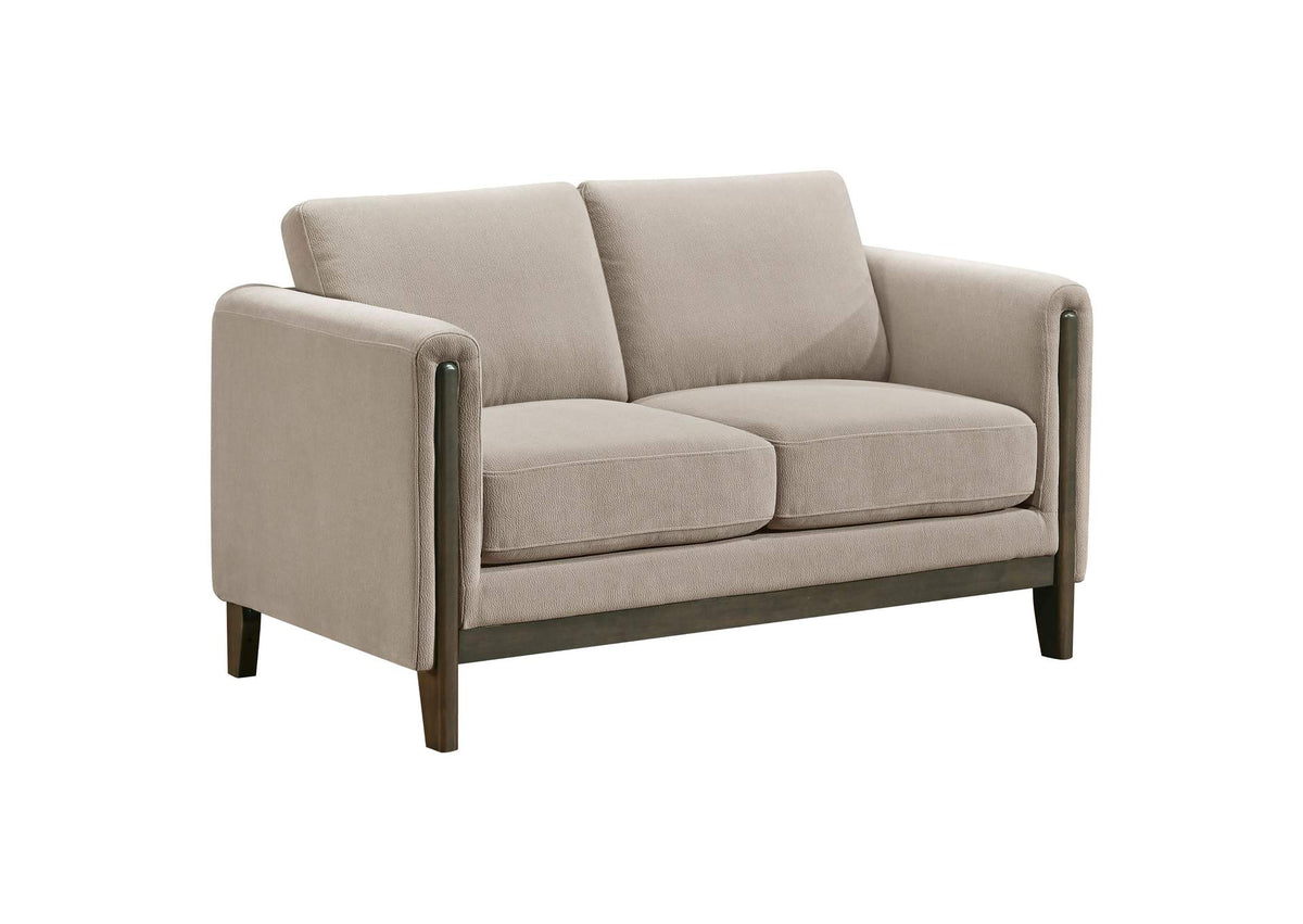 511102 Islington Fabric Upholstered Panel Arm Loveseat Taupe