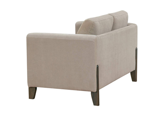 511102 Islington Fabric Upholstered Panel Arm Loveseat Taupe