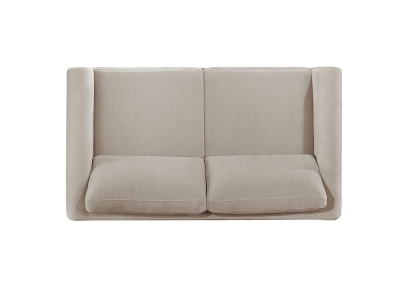 511102 Islington Fabric Upholstered Panel Arm Loveseat Taupe