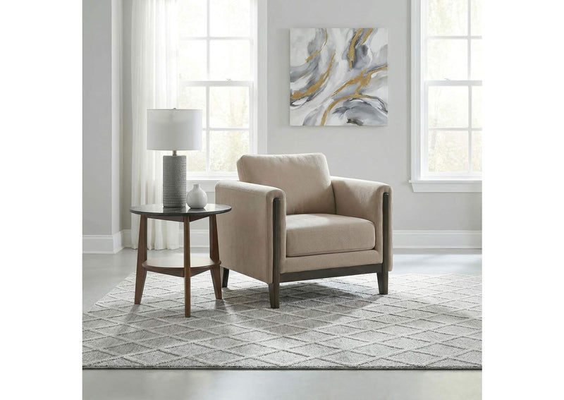 511103 Islington Fabric Upholstered Panel Arm Accent Chair Taupe