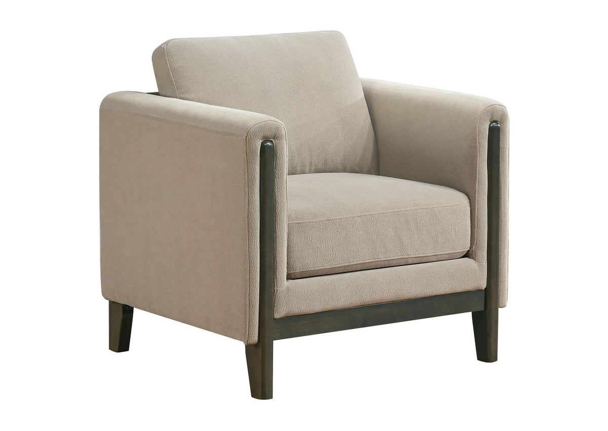 511103 Islington Fabric Upholstered Panel Arm Accent Chair Taupe