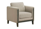 511103 Islington Fabric Upholstered Panel Arm Accent Chair Taupe