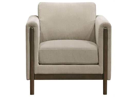 511103 Islington Fabric Upholstered Panel Arm Accent Chair Taupe