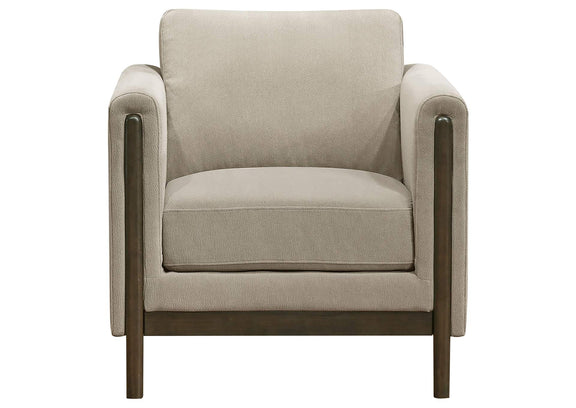 511103 Islington Fabric Upholstered Panel Arm Accent Chair Taupe