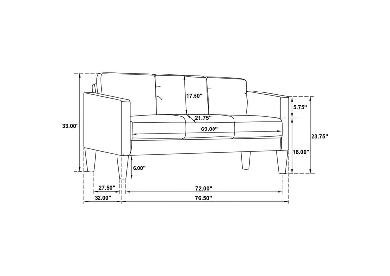 511211-S2 Ruth 2-piece Fabric Upholstered Track Arm Sofa Rust Red
