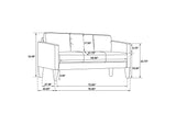 511211-S3 Ruth 3-piece Fabric Upholstered Track Arm Sofa Rust Red