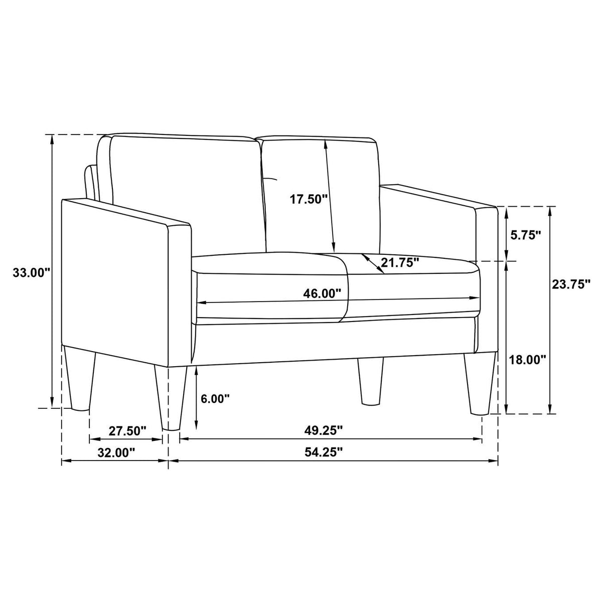 511211-S3 Ruth 3-piece Fabric Upholstered Track Arm Sofa Rust Red