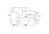 511211-S3 Ruth 3-piece Fabric Upholstered Track Arm Sofa Rust Red