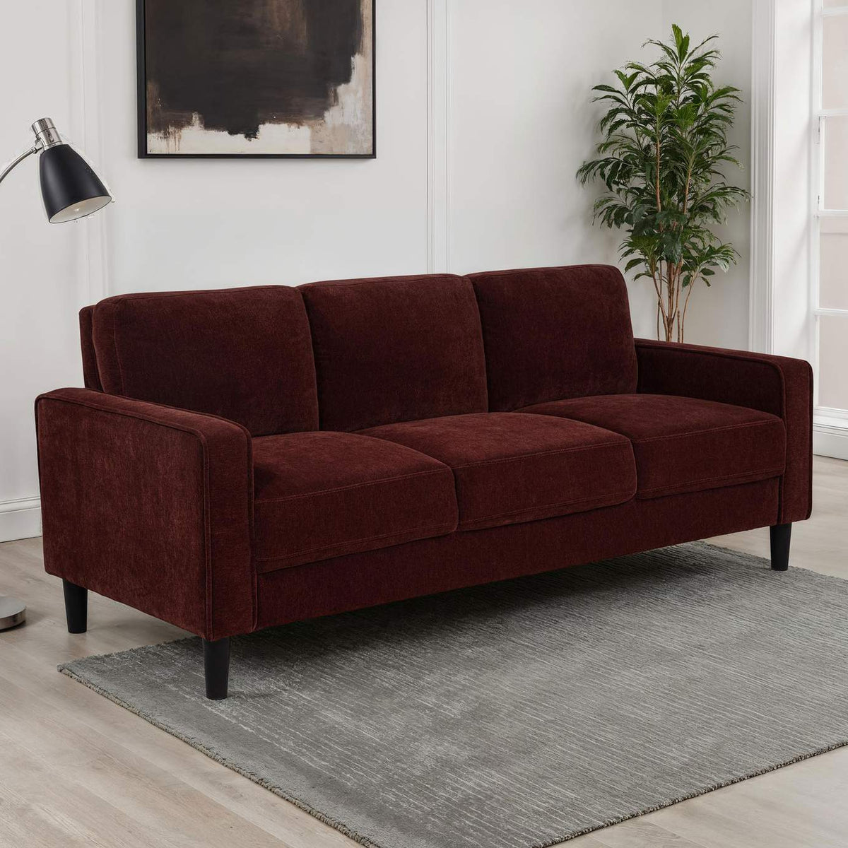 511211 Ruth 77-inch Fabric Upholstered Track Arm Sofa Rust Red