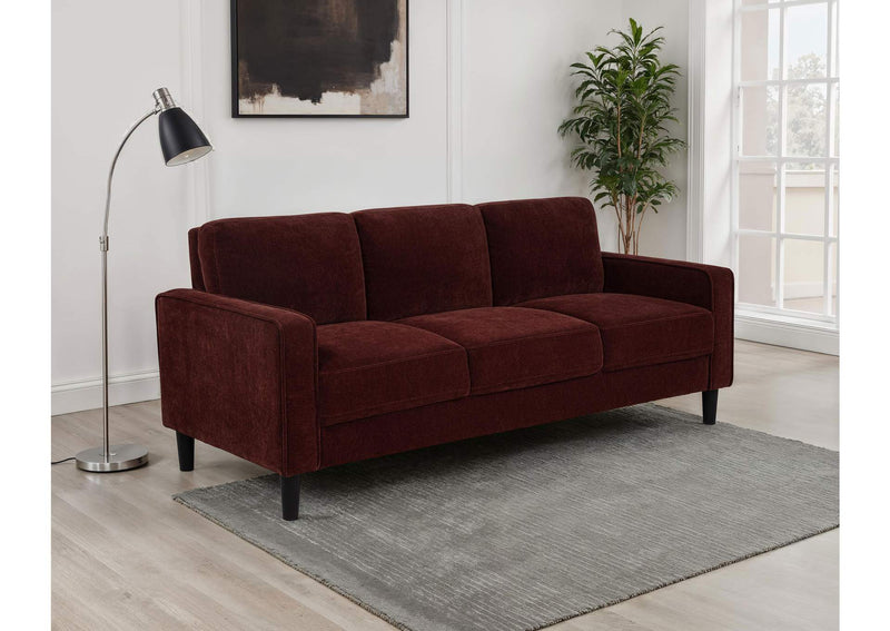 511211 Ruth 77-inch Fabric Upholstered Track Arm Sofa Rust Red