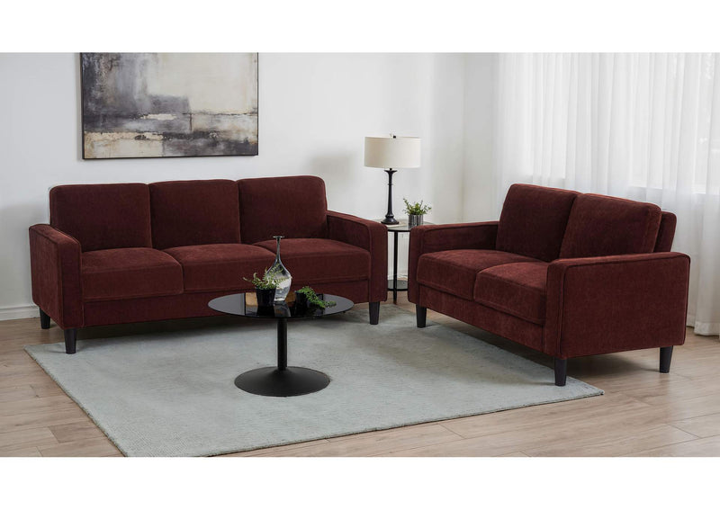 511211 Ruth 77-inch Fabric Upholstered Track Arm Sofa Rust Red