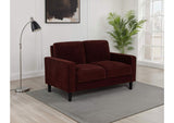 511212 Ruth Fabric Upholstered Track Arm Loveseat Rust Red