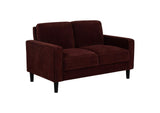 511212 Ruth Fabric Upholstered Track Arm Loveseat Rust Red