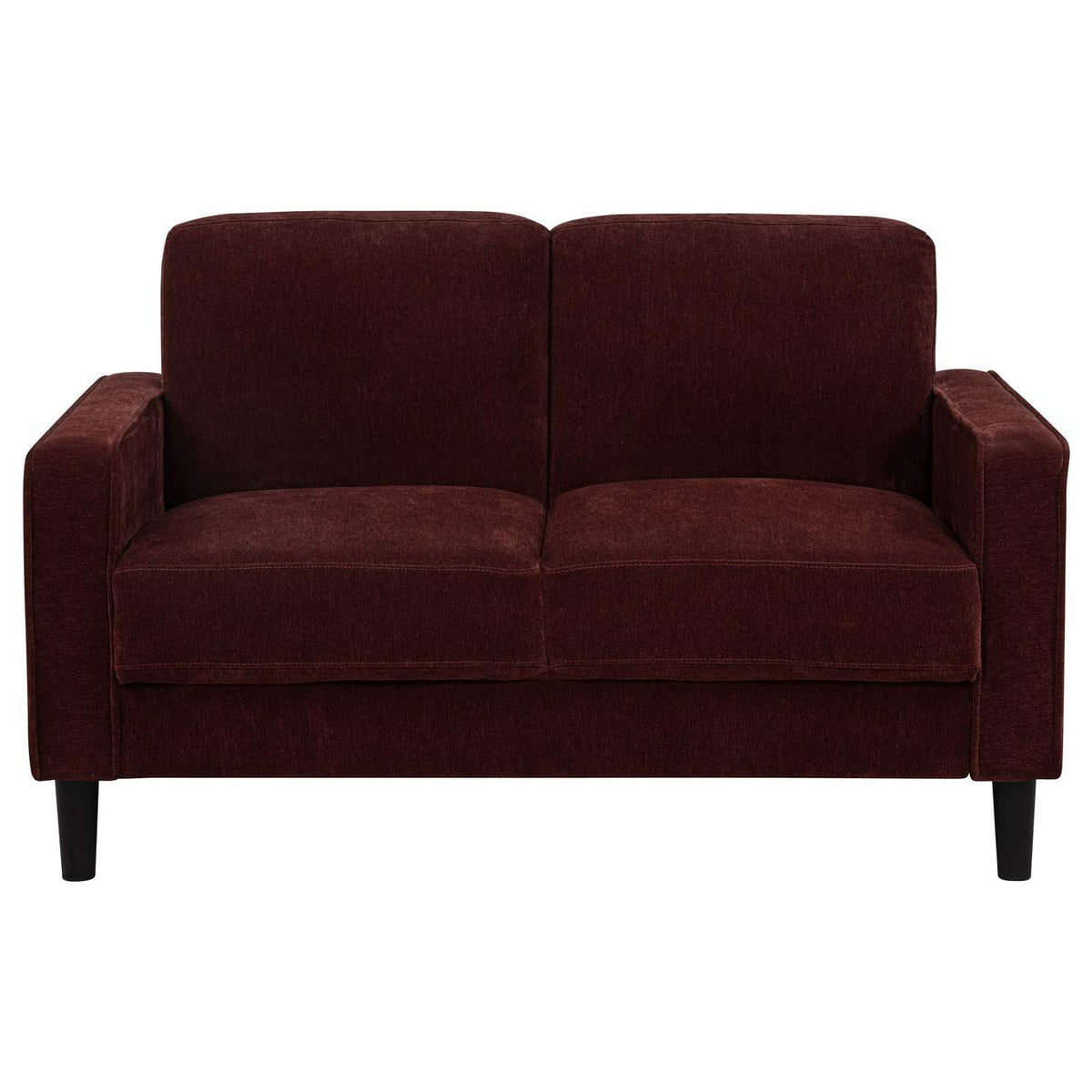 511212 Ruth Fabric Upholstered Track Arm Loveseat Rust Red