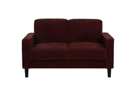 511212 Ruth Fabric Upholstered Track Arm Loveseat Rust Red