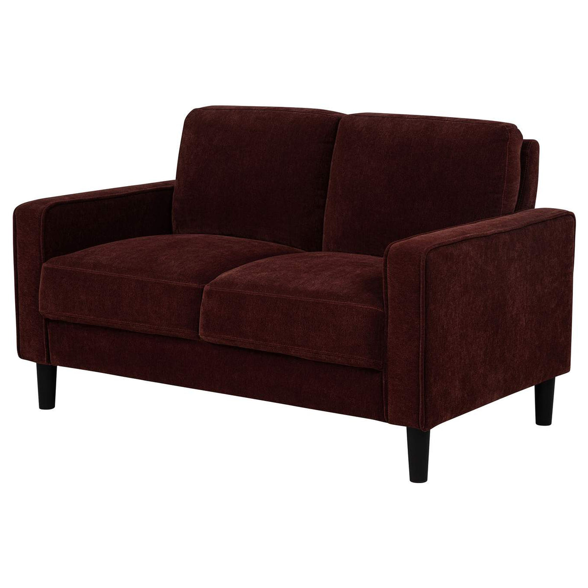 511212 Ruth Fabric Upholstered Track Arm Loveseat Rust Red
