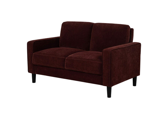 511212 Ruth Fabric Upholstered Track Arm Loveseat Rust Red