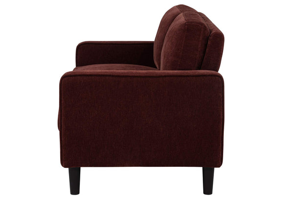 511212 Ruth Fabric Upholstered Track Arm Loveseat Rust Red