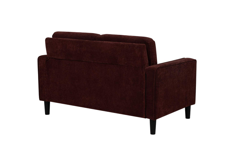 511212 Ruth Fabric Upholstered Track Arm Loveseat Rust Red