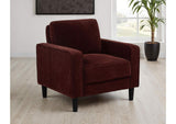 511213 Ruth Fabric Upholstered Track Arm Accent Chair Rust Red