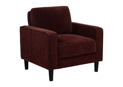 511213 Ruth Fabric Upholstered Track Arm Accent Chair Rust Red