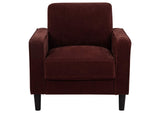 511213 Ruth Fabric Upholstered Track Arm Accent Chair Rust Red