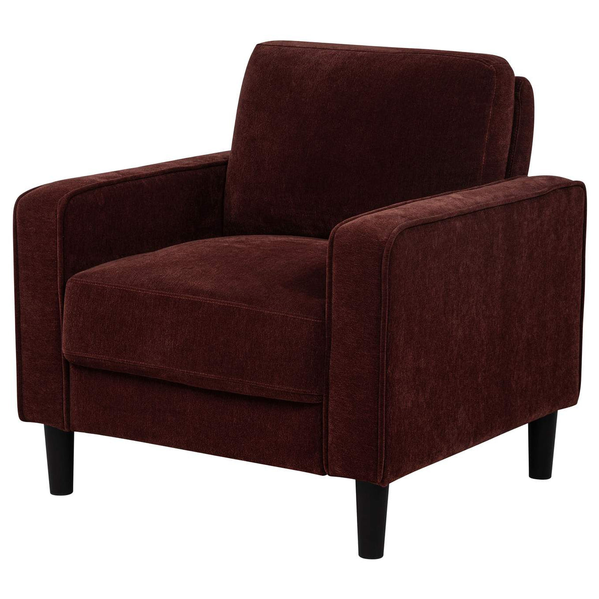 511213 Ruth Fabric Upholstered Track Arm Accent Chair Rust Red